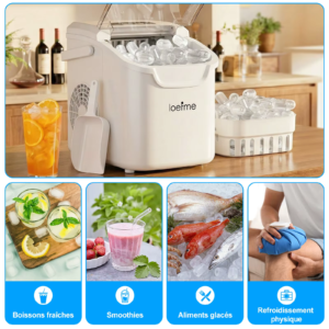 Machine à Glaçons Portable 12 kg/24h à 62,90 € – Livraison gratuite en France