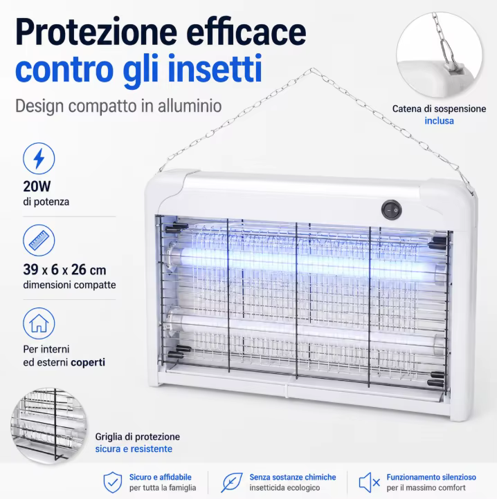 Lampe Anti-Moustiques Électrique 20W à 4 € – Piège à Insectes UV pour Maison, Jardin et Restaurant