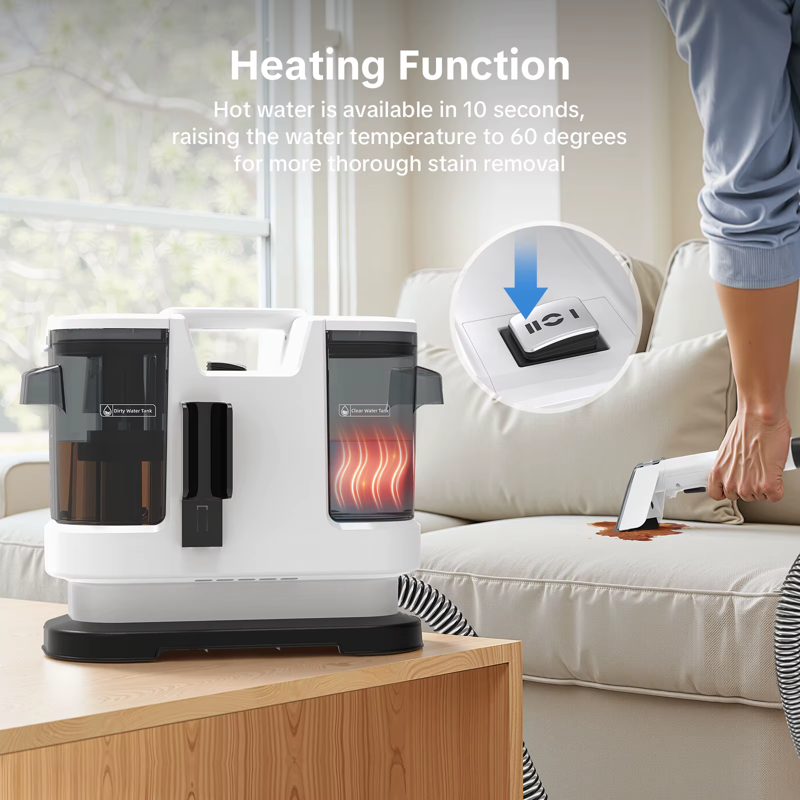 Lubluelu V8 800W à 66,99 € – Nettoyeur de tapis à eau chaude 60 °C